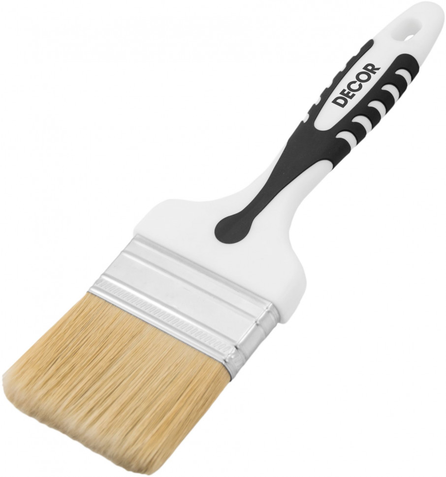 Кисть плоская Black White универсал, светлая смешанная щетина, 2-к ручка DECOR