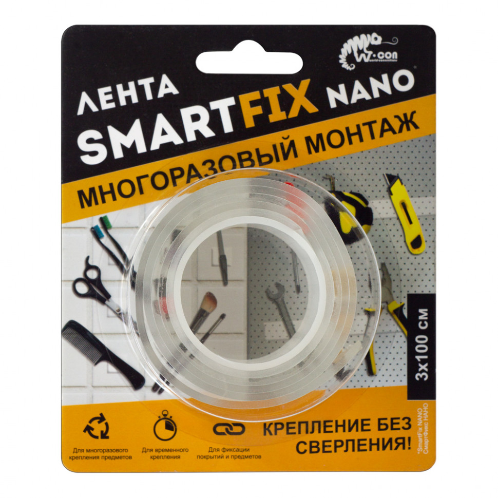 Лента для многоразового монтажа 3х100см W-con SmartFix NANO